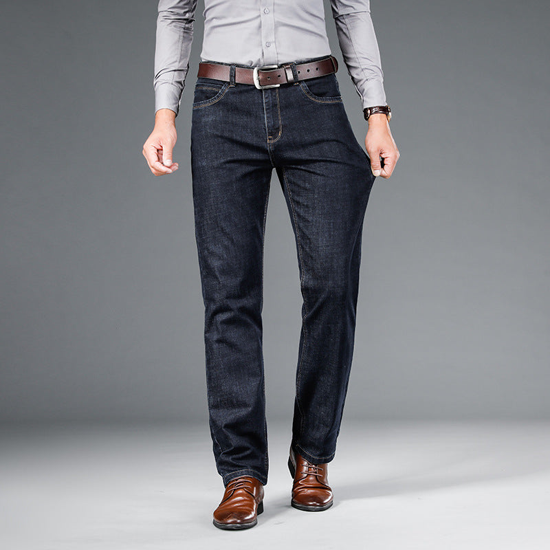 Loose Straight Business Washed Jeans for men