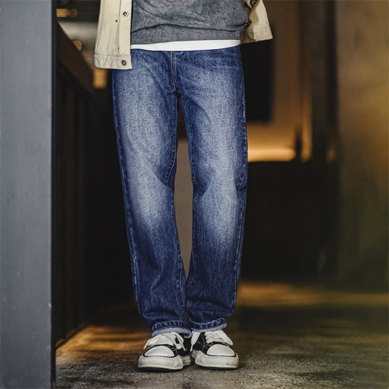 American Retro Gradient White Worn Jeans for men