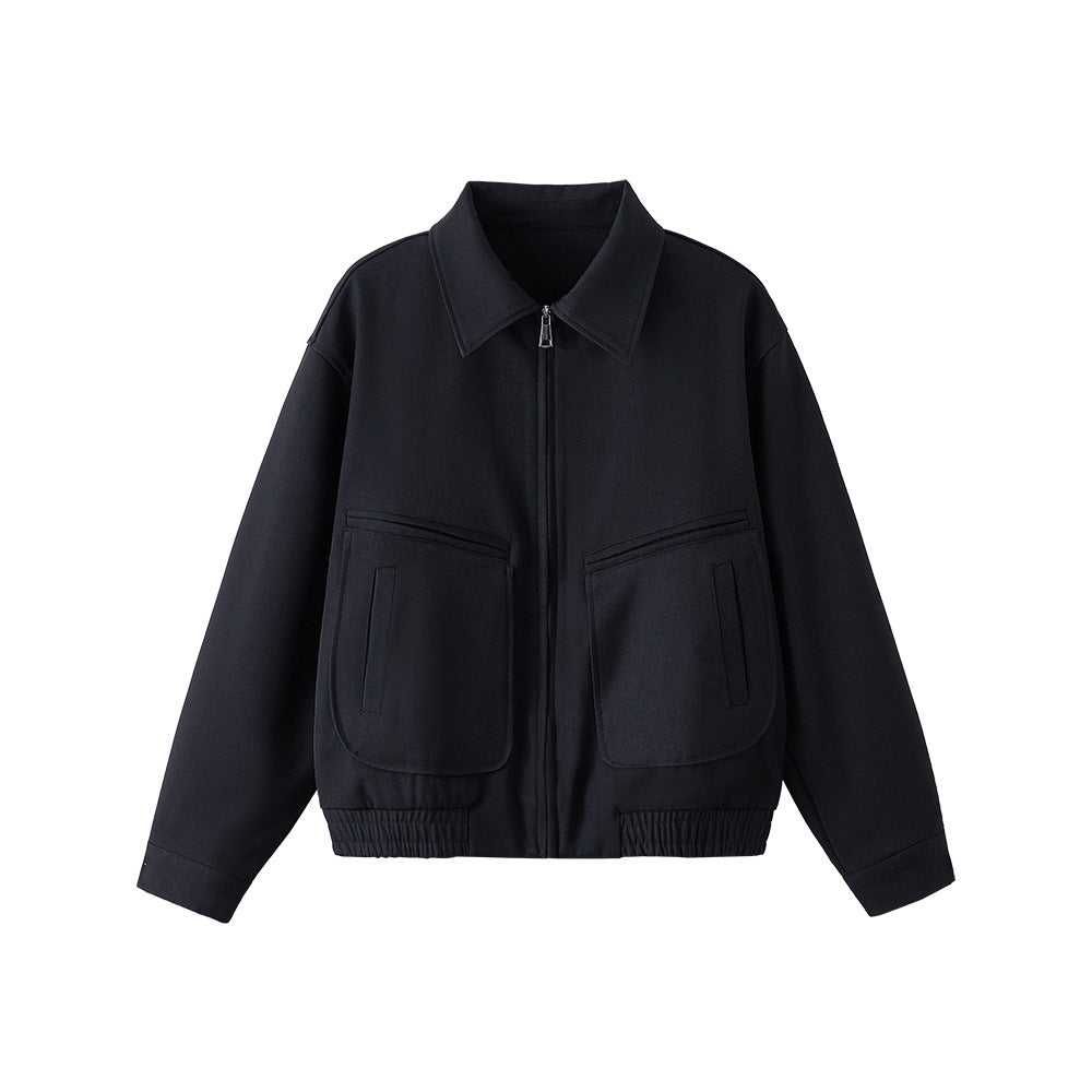 Retro Solid Color Loose and Simple Lapel Jacket Men