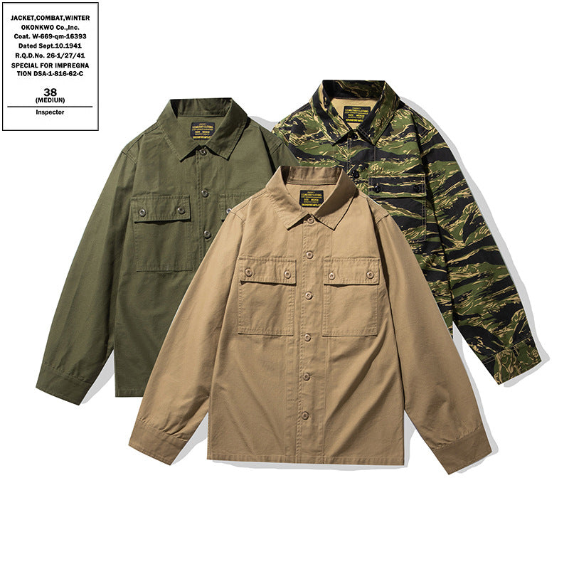 Tiger Pattern Camouflage Workwear Long Sleeve Shirt