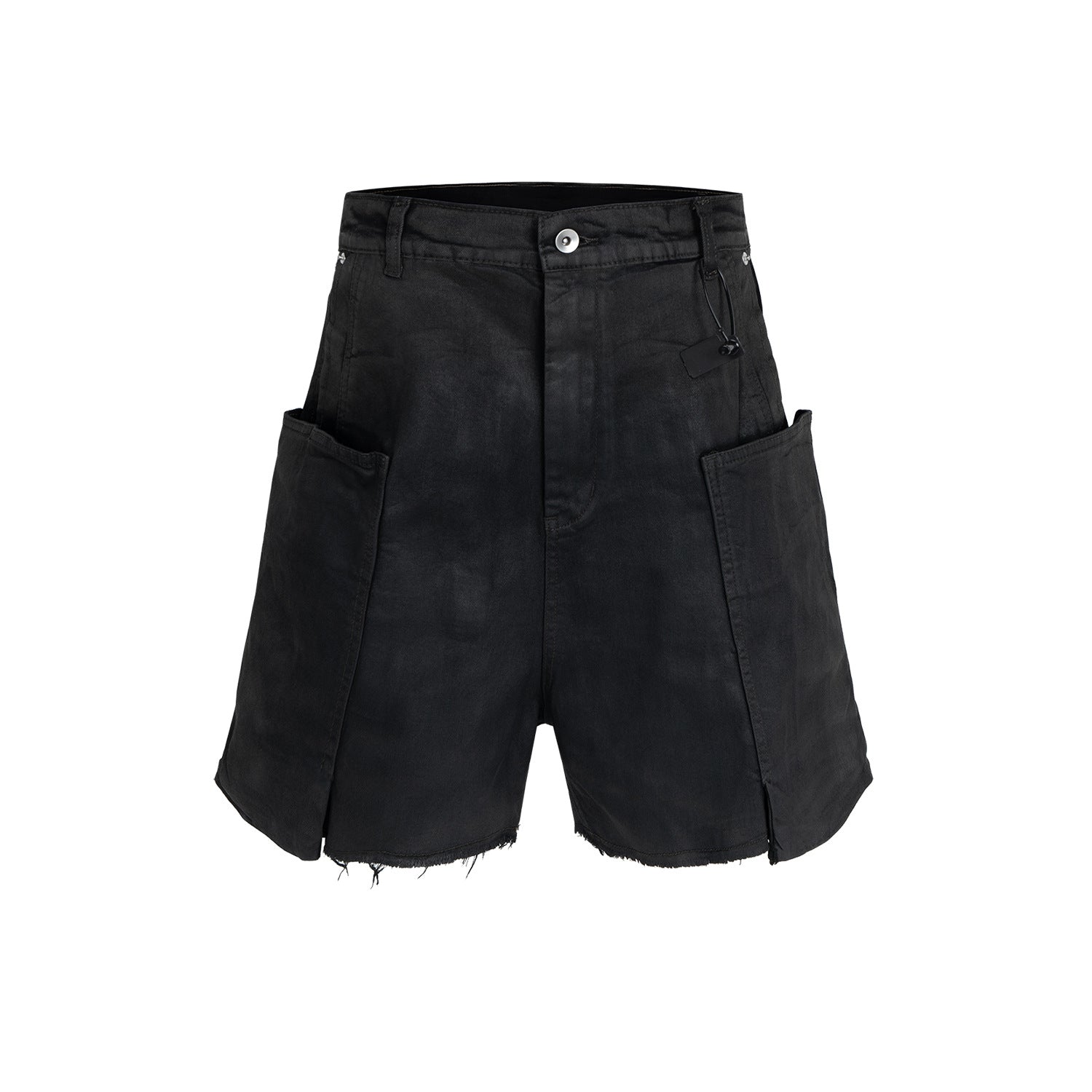 Men's Brush Wax Coating Burr Dark Overalls Denim Shorts