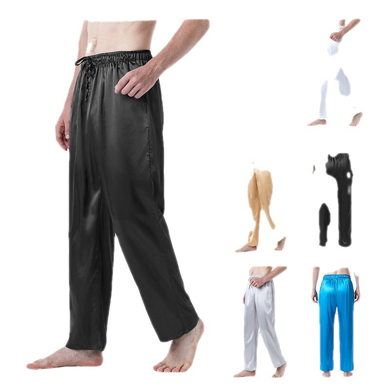 Men's Pure Color Silk Pajama Pants