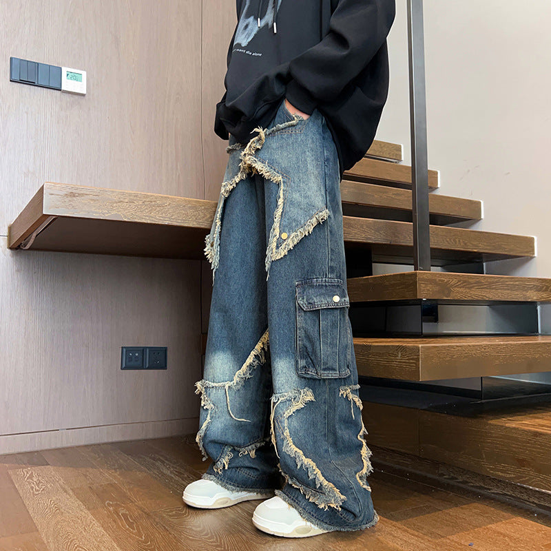 American Retro Loose Slimming Jeans Spring for men