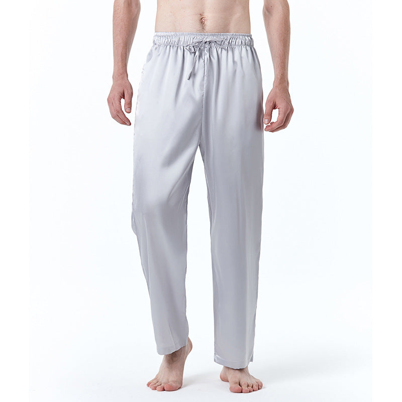 Men's Pure Color Silk Pajama Pants