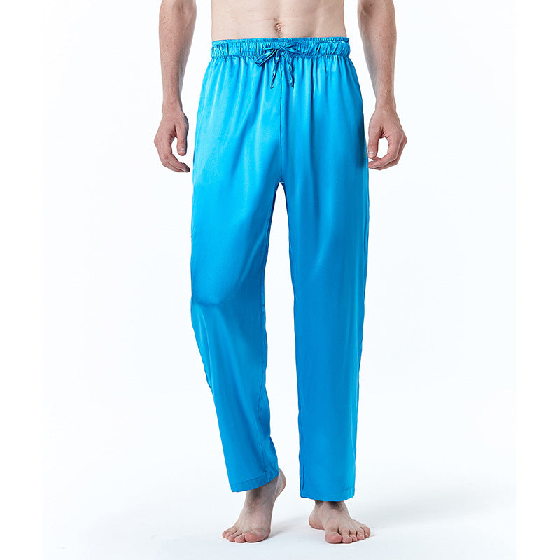 Men's Pure Color Silk Pajama Pants
