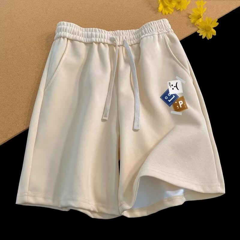 Vintage Letter Print Loose Summer New Straight Shorts Men