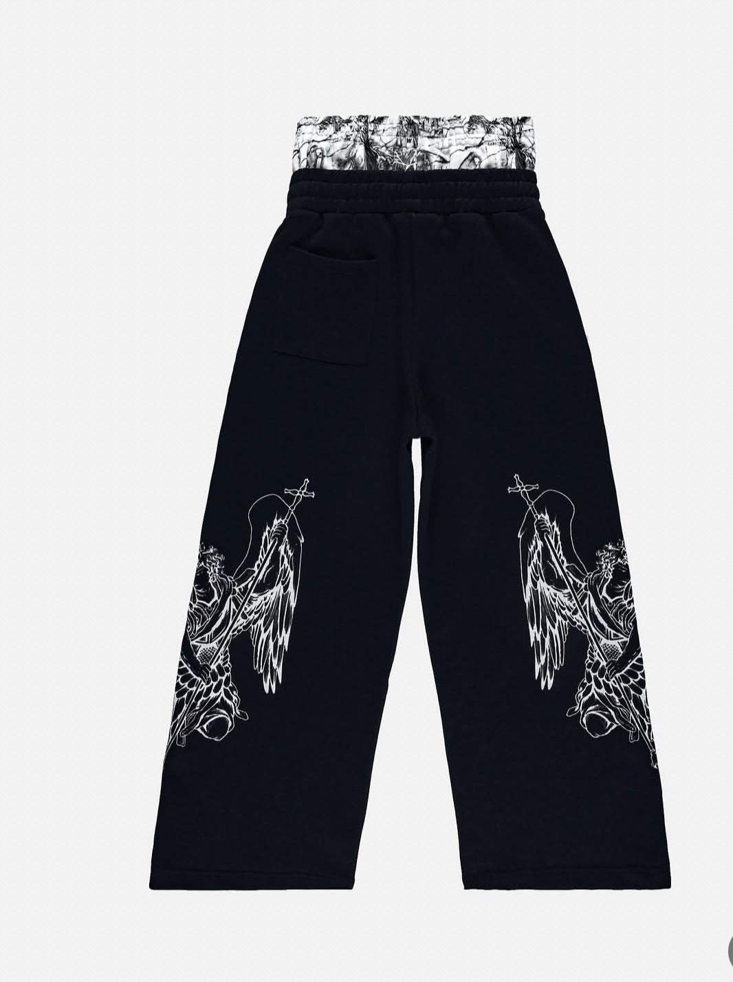 Loose Fake Two Pieces Leisure Pants Double Waist Sweatpants for men