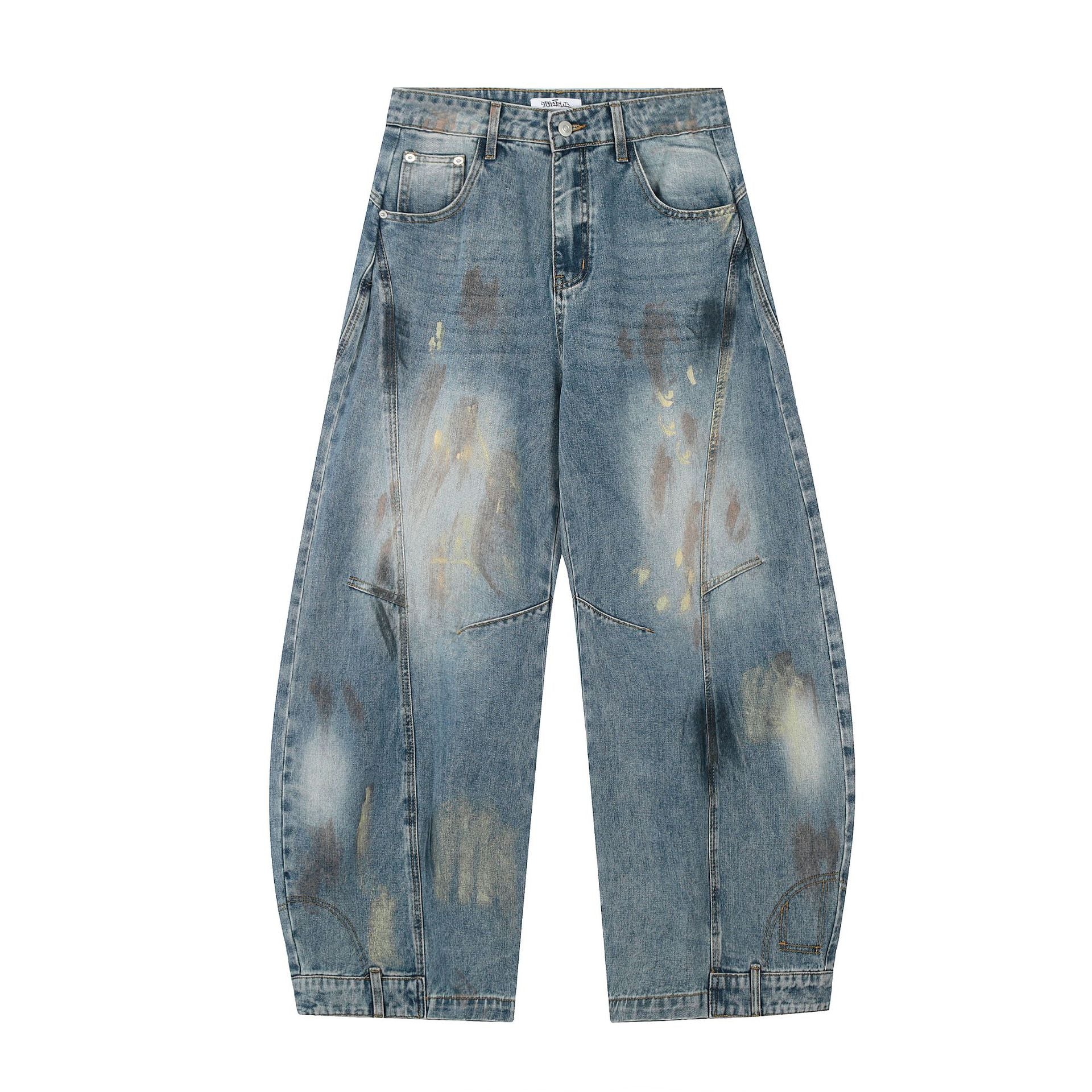 Men's American-style Street Fashion Washed Machete Loose Jeans