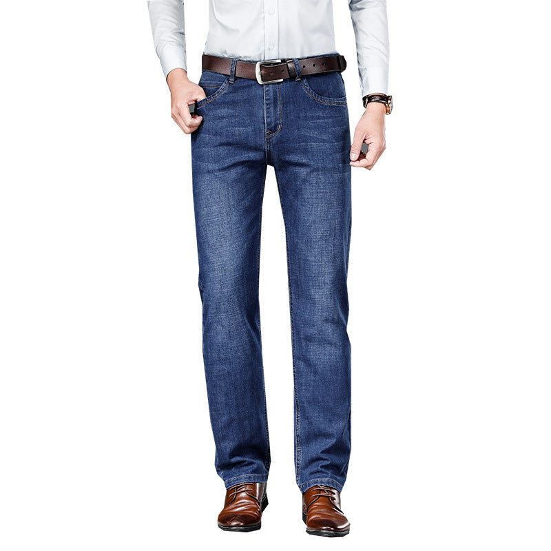 Loose Straight Business Washed Jeans for men