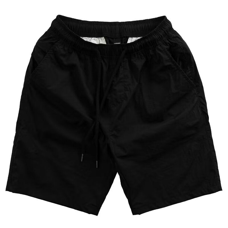 Trendy Drawstring Straight Khaki Workwear Shorts
