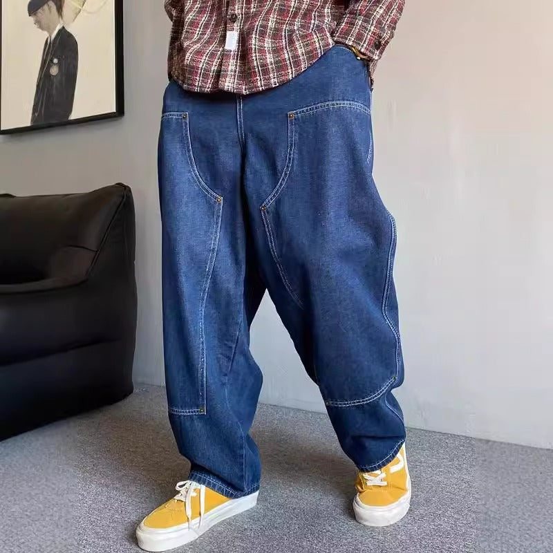 American Casual Pu Shuai Retro Workwear Jeans for men