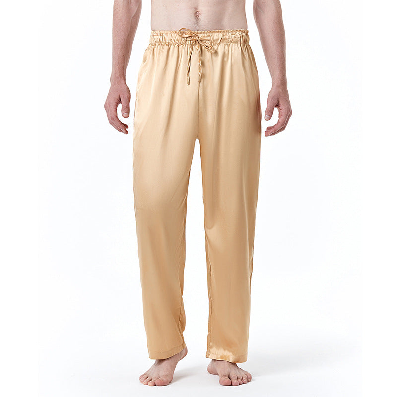 Men's Pure Color Silk Pajama Pants