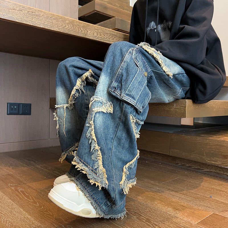 American Retro Loose Slimming Jeans Spring for men