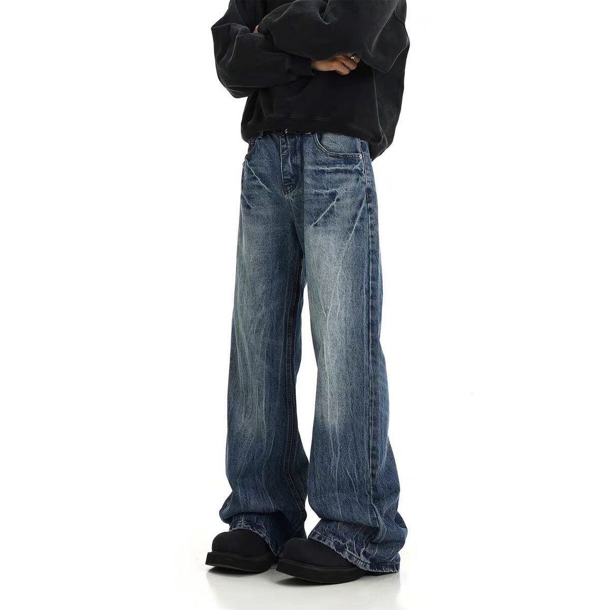 American Retro Lightning Blue Straight Jeans for men