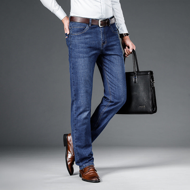 Loose Straight Business Washed Jeans for men