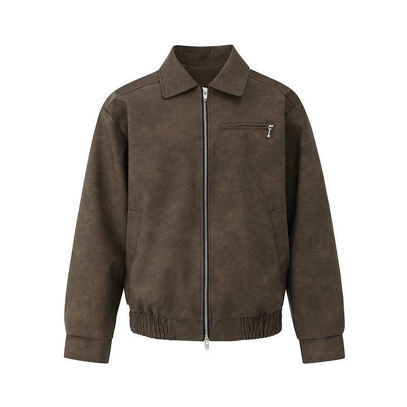 Lapel Motorcycle Clothing Korean Style Trendy Niche Leather Jacket