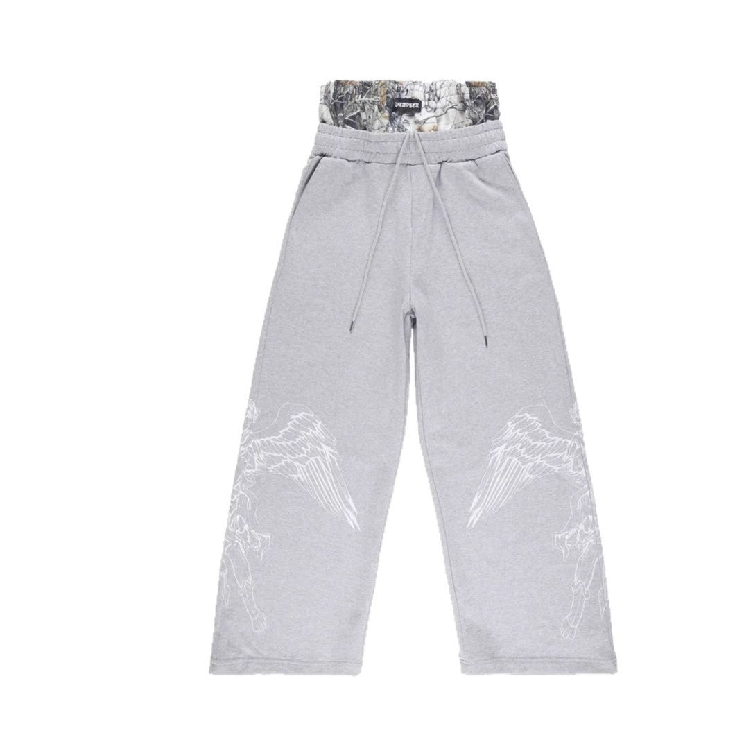 Loose Fake Two Pieces Leisure Pants Double Waist Sweatpants for men