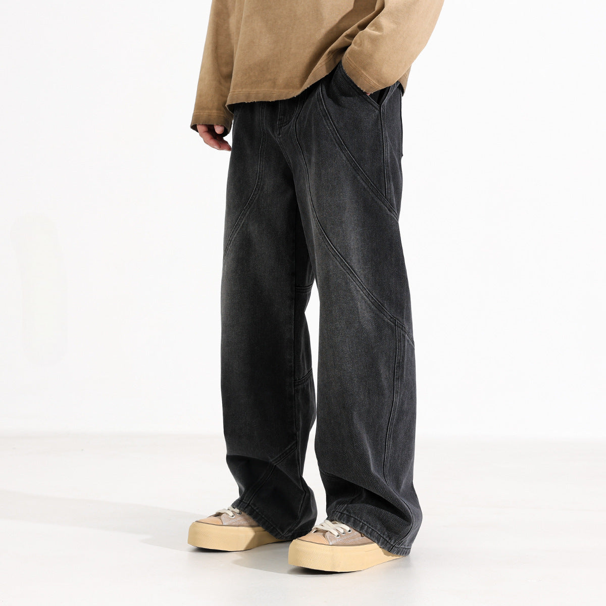 Trendy Washed Old Straight-leg Wide-leg Pants for men