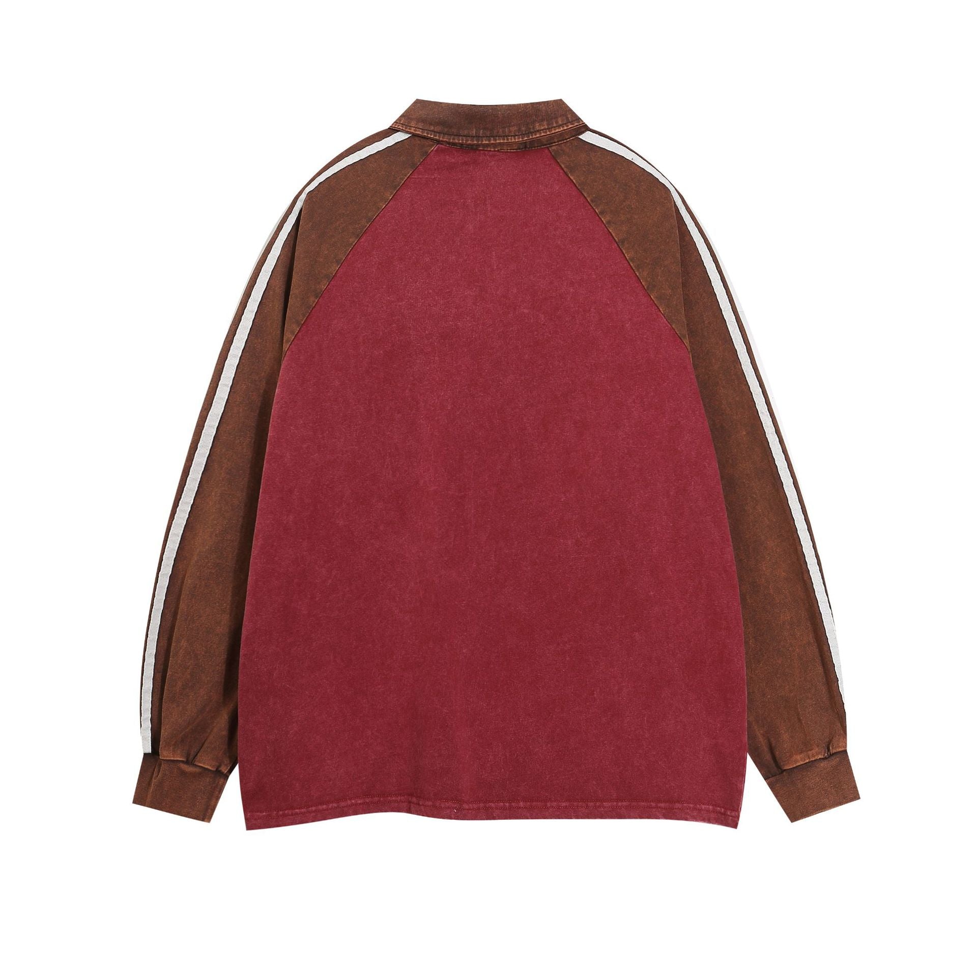 Sweater Retro Polo Collar Long Sleeve Loose Top for men