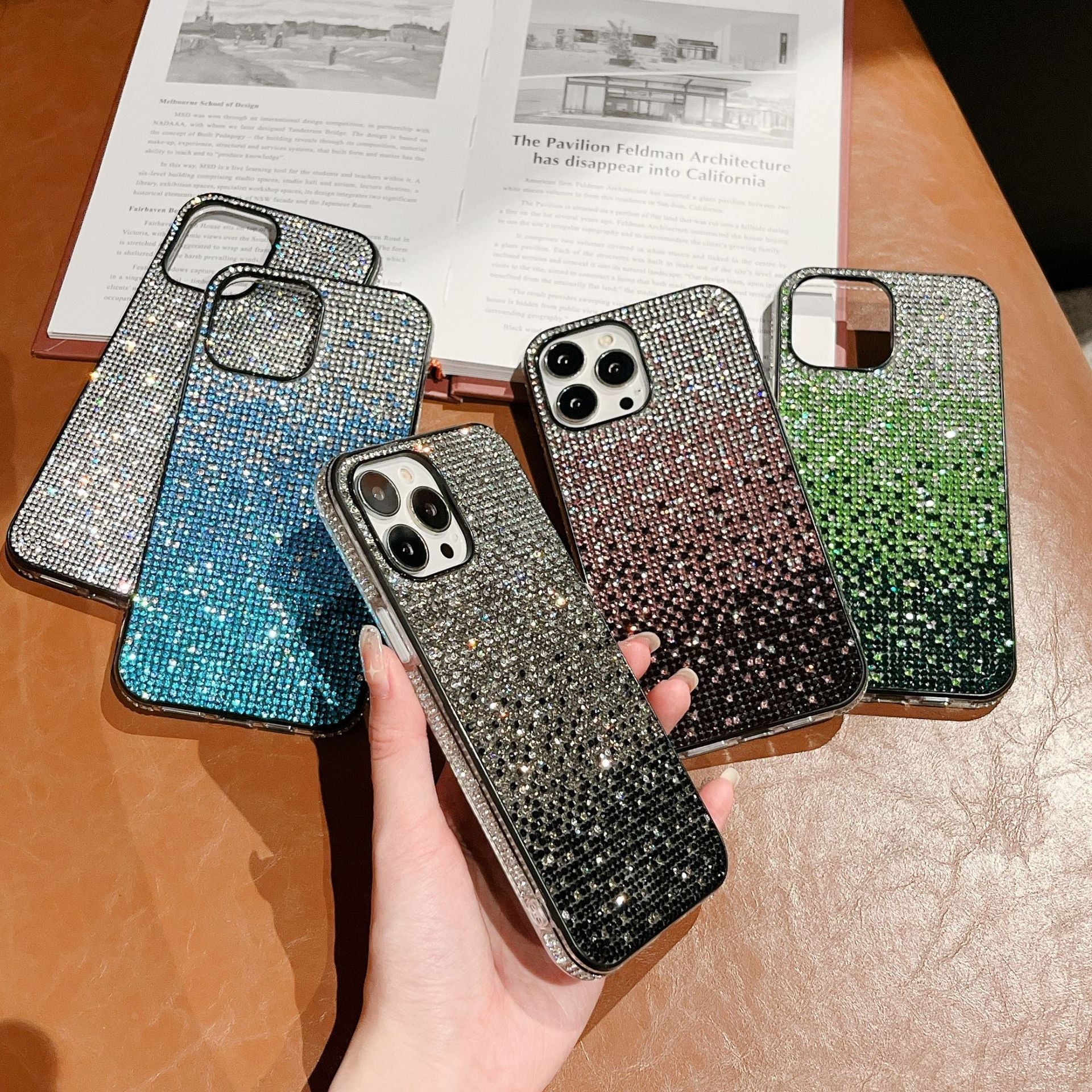 New Phone Case Suitable For Rainbow Pasted Leather Diamond Mobile Phone Case, compatible with iphone
