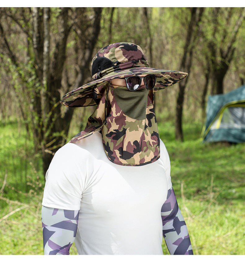 Big Brim Protective Caps Summer Face Cover Sun-proof Mountaineering Bucket Hat