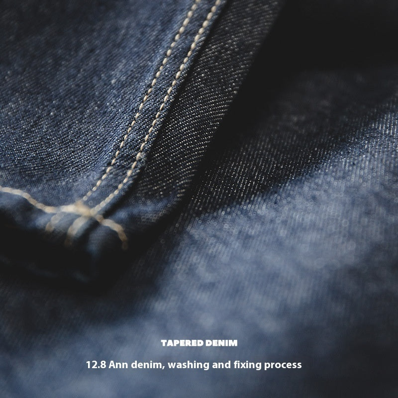 Washed Elastic Waist Loose Jeans for men