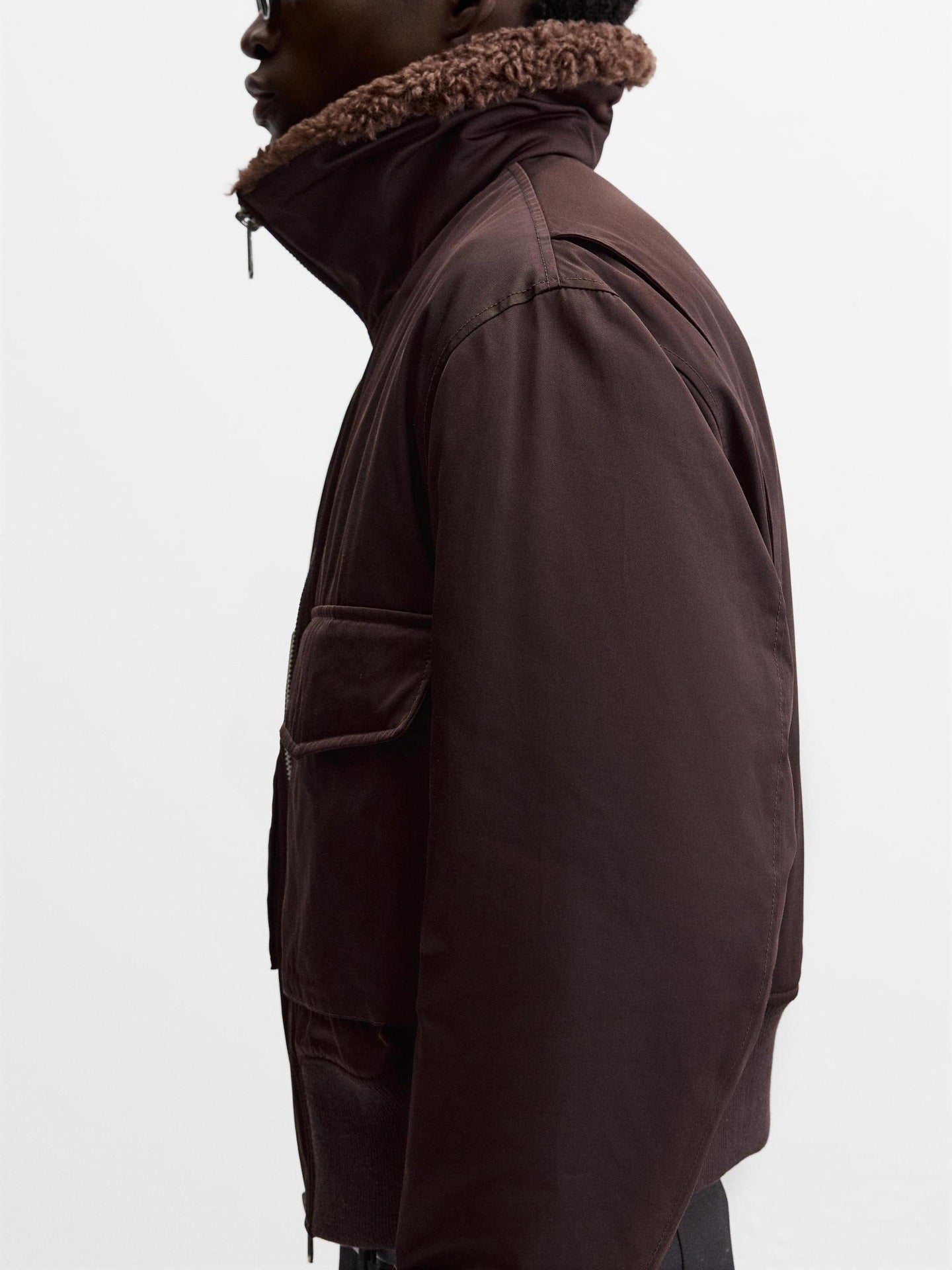 Men's Stand-up Collar Cotton-padded Coat Jacket with Pockets