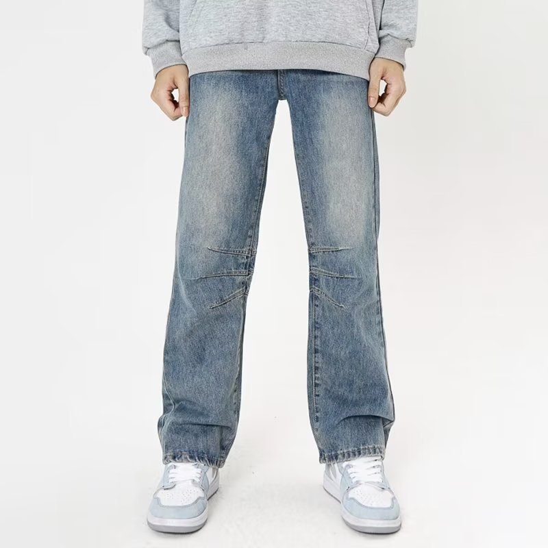 American Personality Jeans Zipper Worn Burrs Tassels Hip Hop Design Sense for men
