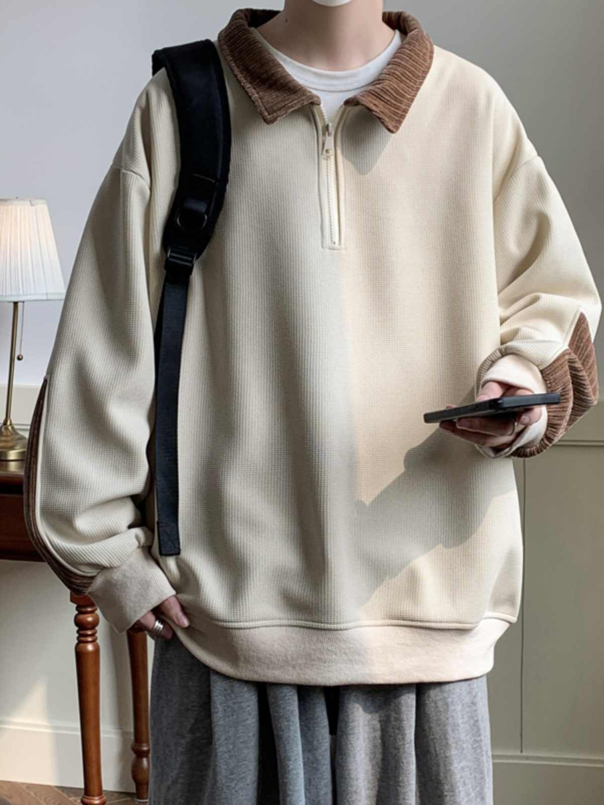 Spring New Retro Heavy Loose Plus Size Square Collar Splicing Coat