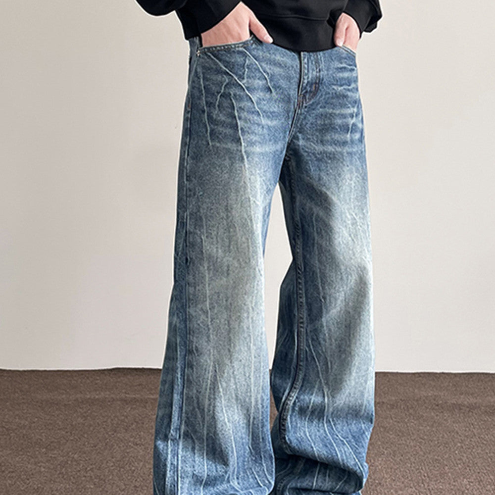 American Retro Lightning Blue Straight Jeans for men