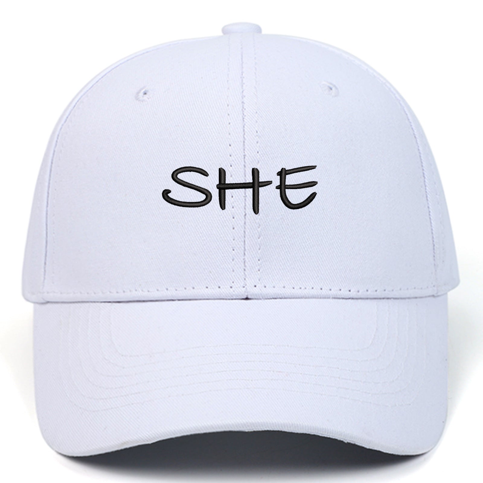 HE SHE Letter Embroidered Sun Hat Fashion Outdoor