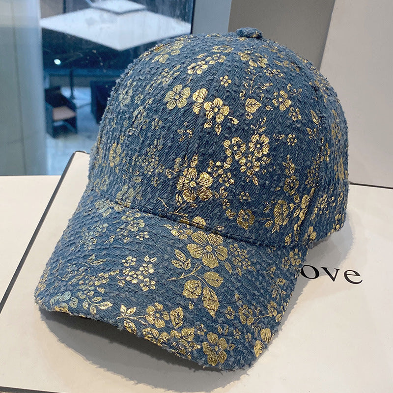 Retro Printed Peaked Cap Korean Style Distressed