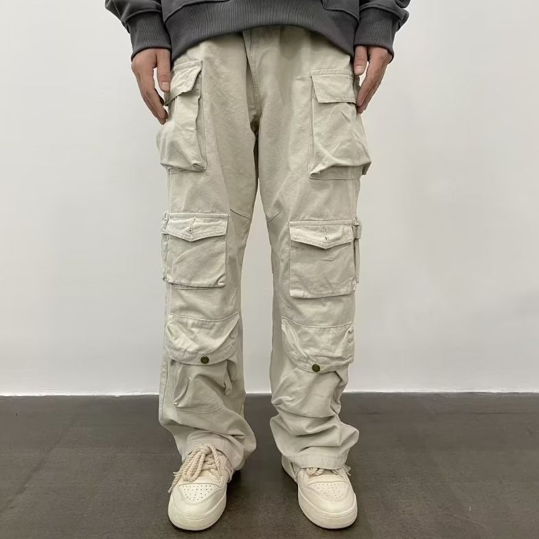 Straight Quality Cotton Army Green Casual Pants for men