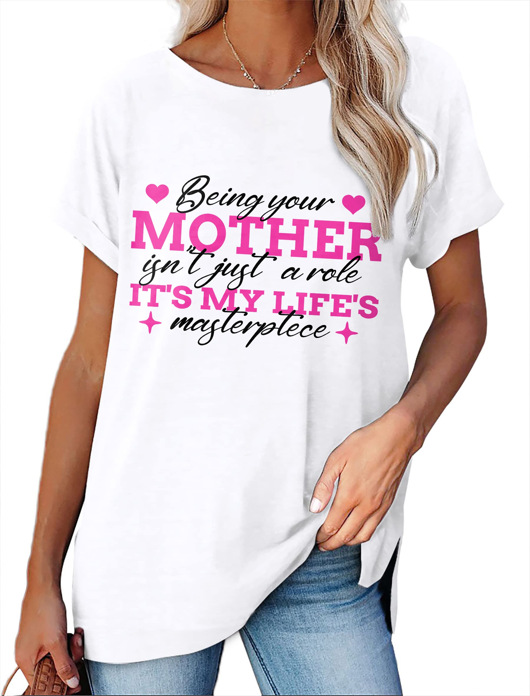 Women's Minimalist Printed Casual Round Neck Short Sleeved Shirt