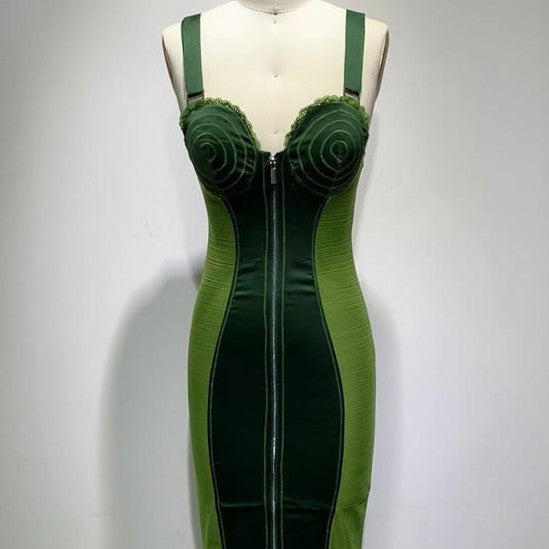 Army Green Sling Slim Temperament Dress for women
