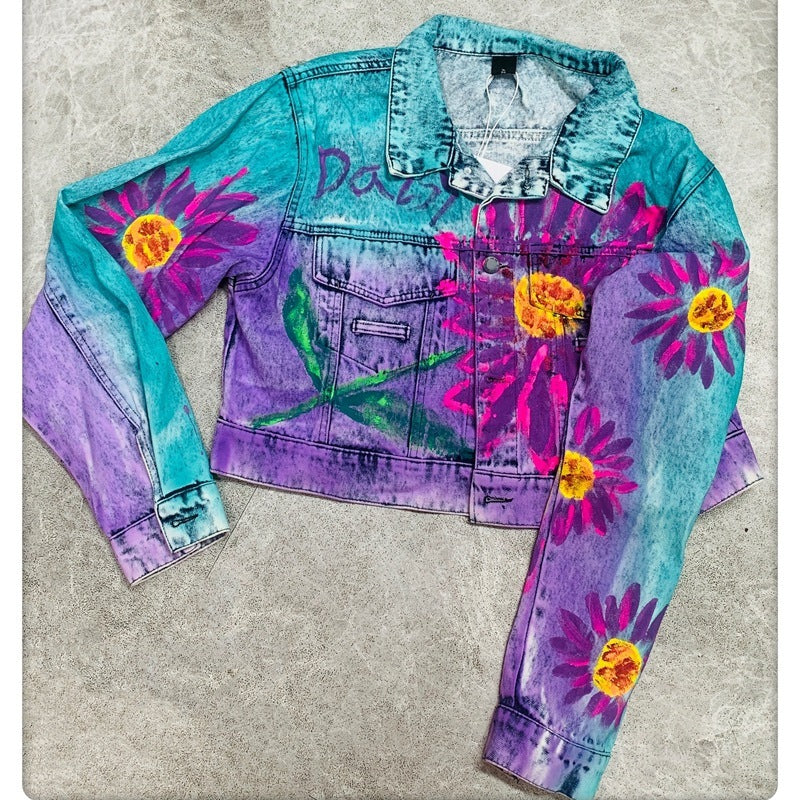 New denim Design Heavy Industry Letters Top
