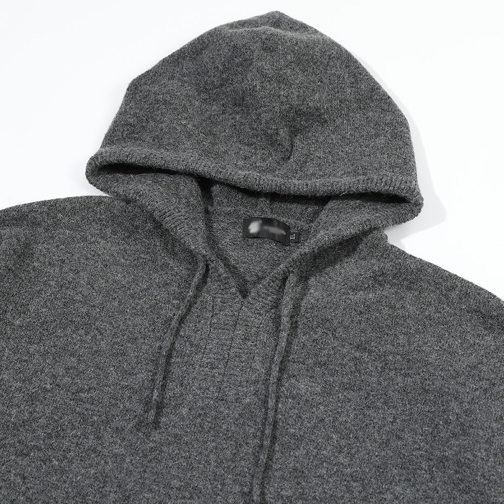Street Fashion Warm Keeping Solid Color Hoodie Top