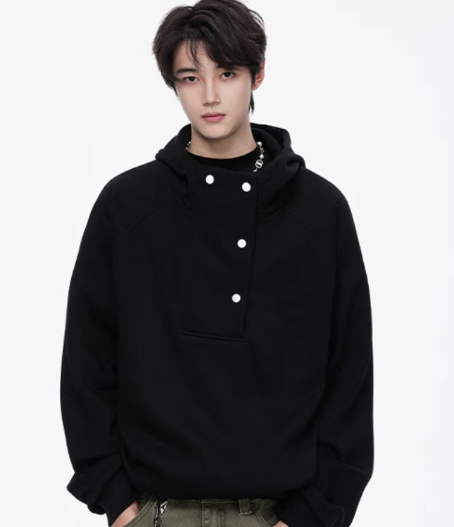 American Turtleneck Buttons Hooded Sweater For Men