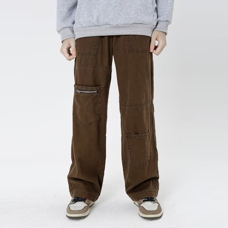 American Personality Jeans Zipper Worn Burrs Tassels Hip Hop Design Sense for men