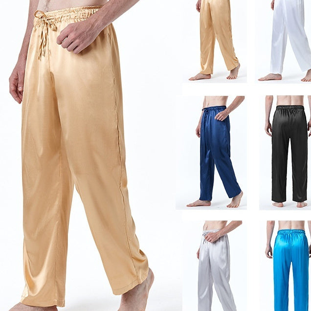 Men's Pure Color Silk Pajama Pants