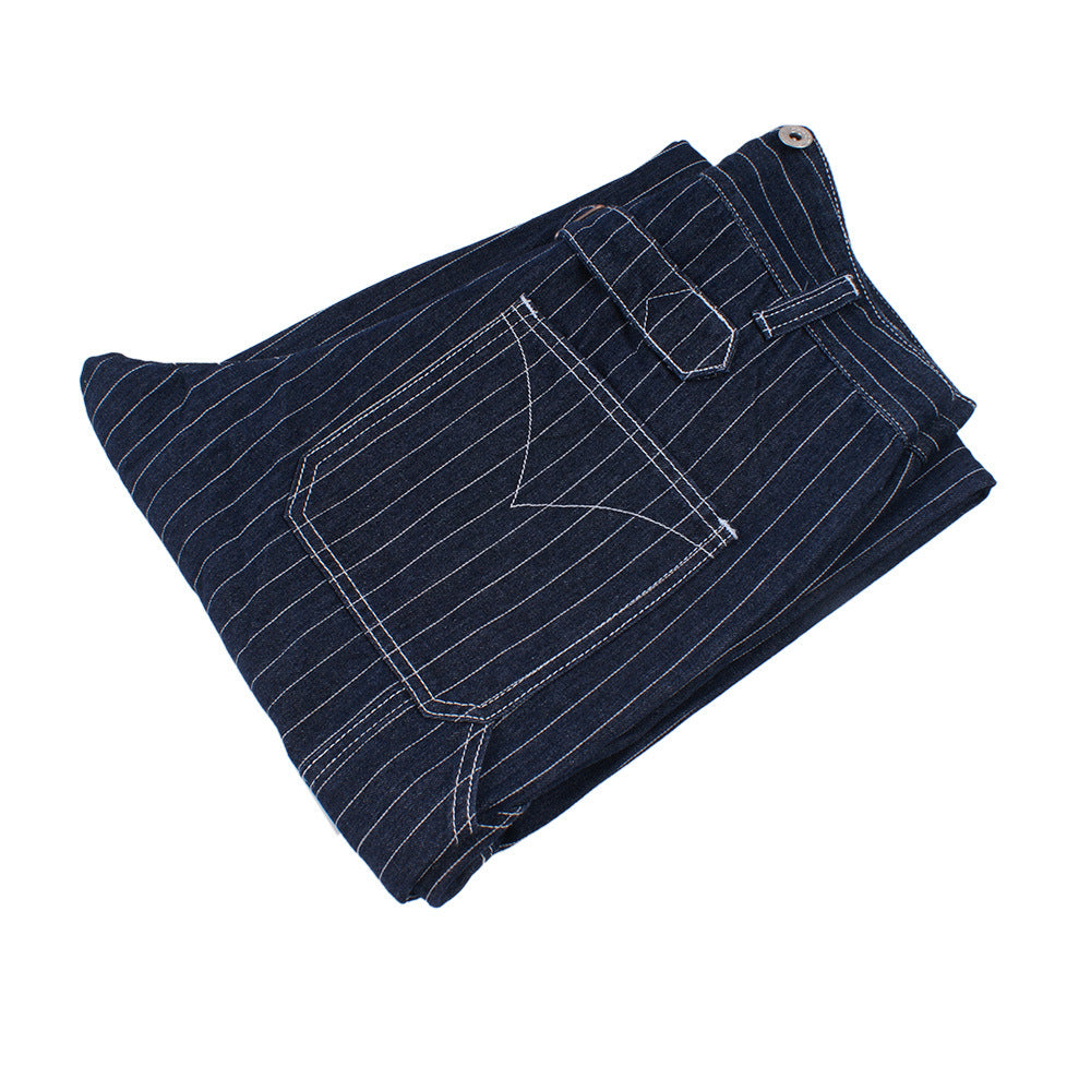 Striped Denim Loose Railway Overalls for men