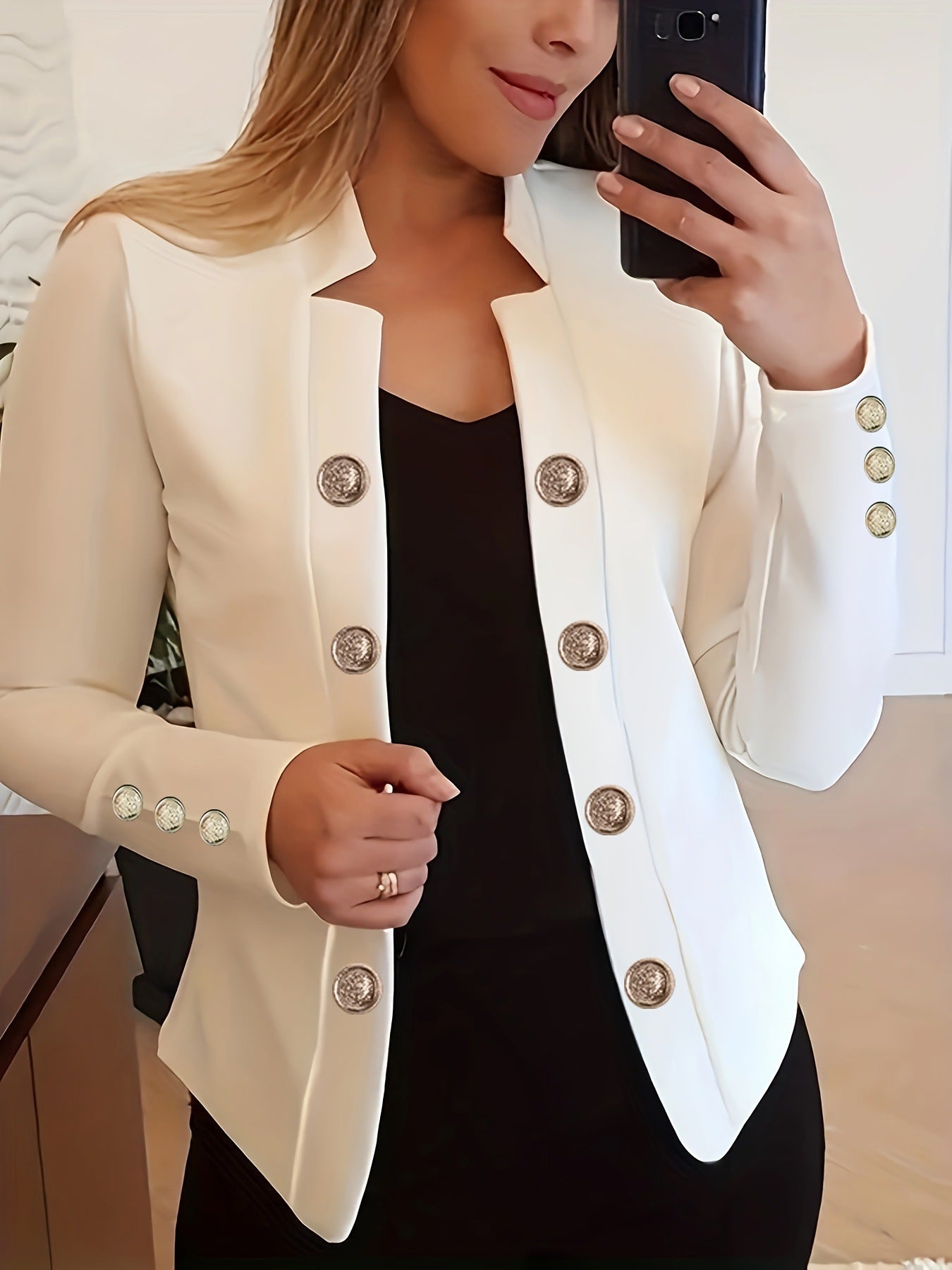 Women's Fashion Cuff Button Small Suit