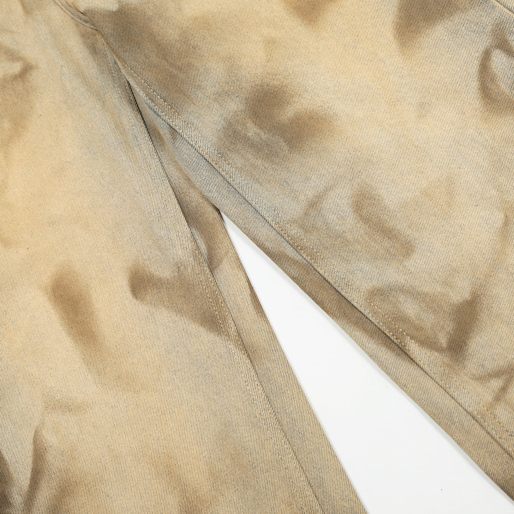 Loose Design Niche Mud Dyed Straight-leg Pants for men