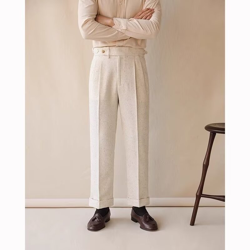 Casual Straight-leg Loose Elastic Waist Suit Pants for men