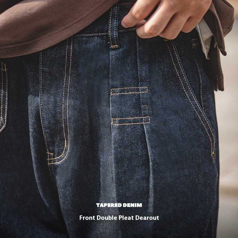 Washed Elastic Waist Loose Jeans for men