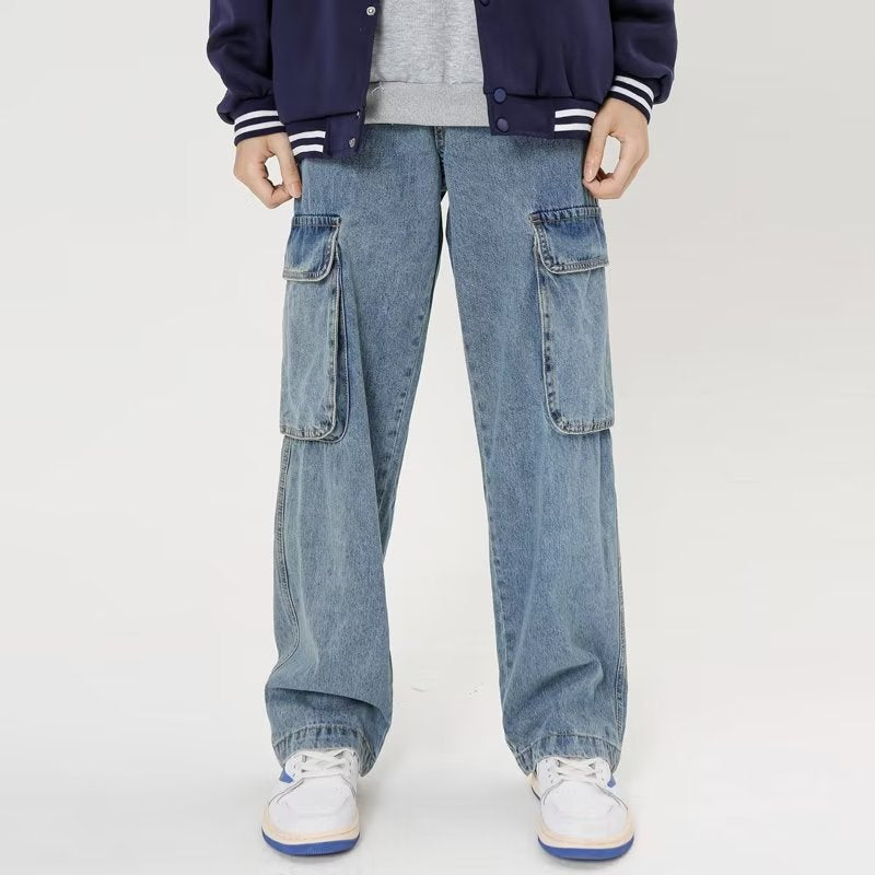 American Personality Jeans Zipper Worn Burrs Tassels Hip Hop Design Sense for men