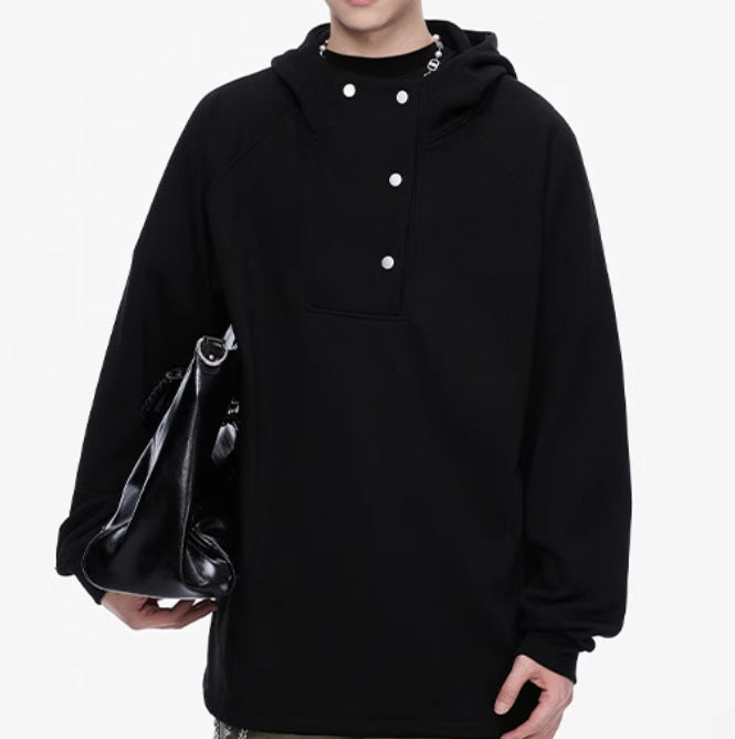 American Turtleneck Buttons Hooded Sweater For Men