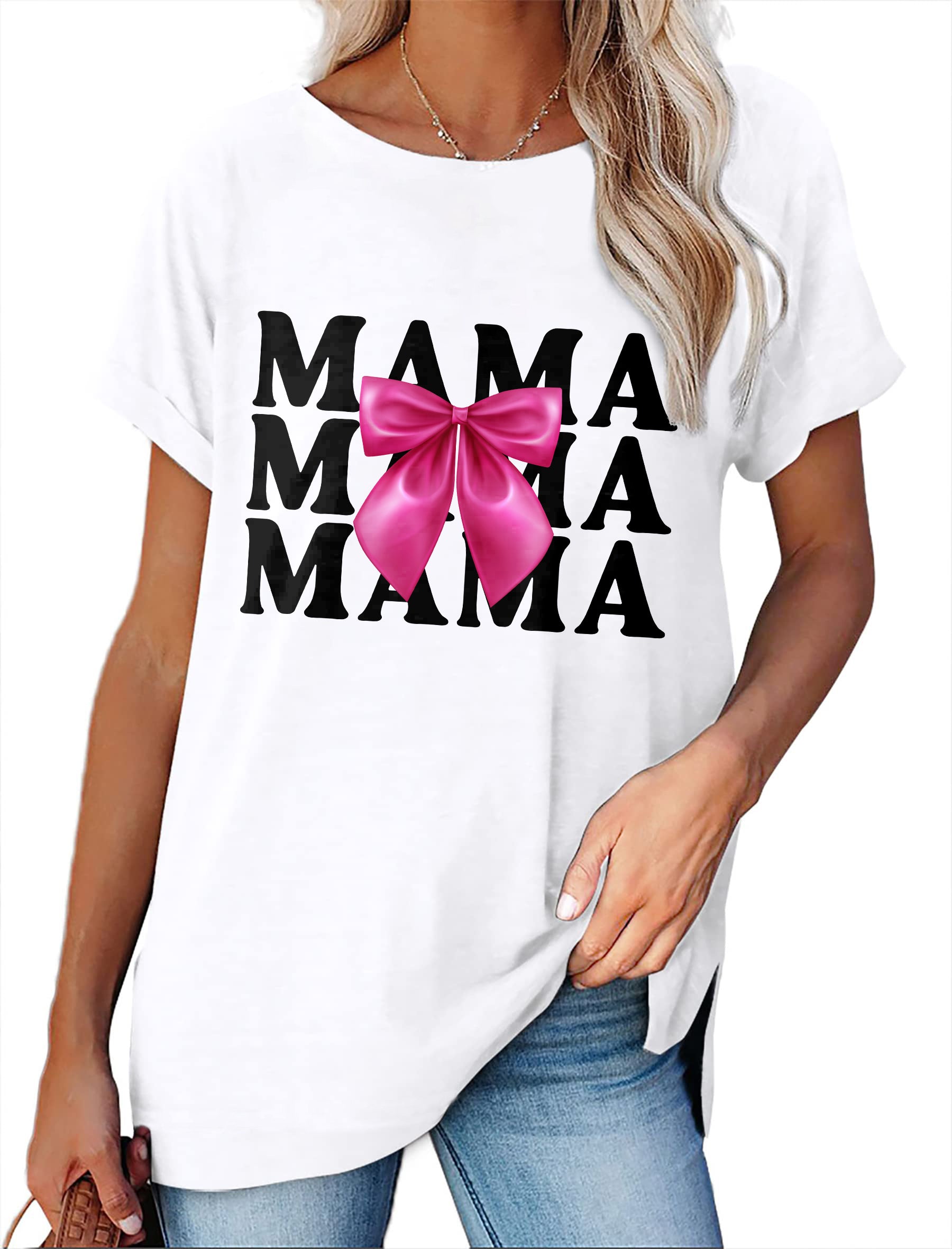 Women's Minimalist Printed Casual Round Neck Short Sleeved Shirt