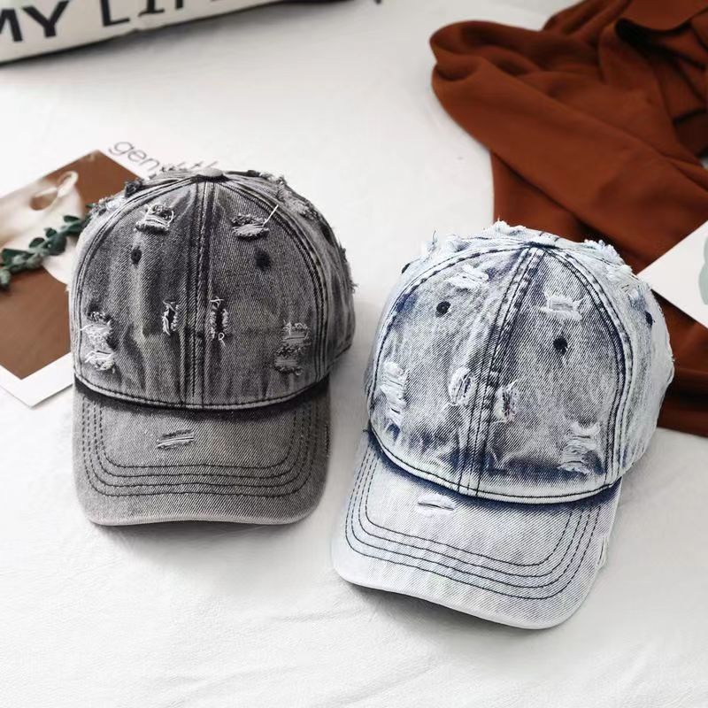Retro Worn Looking Washed-out Denim Baseball Hat