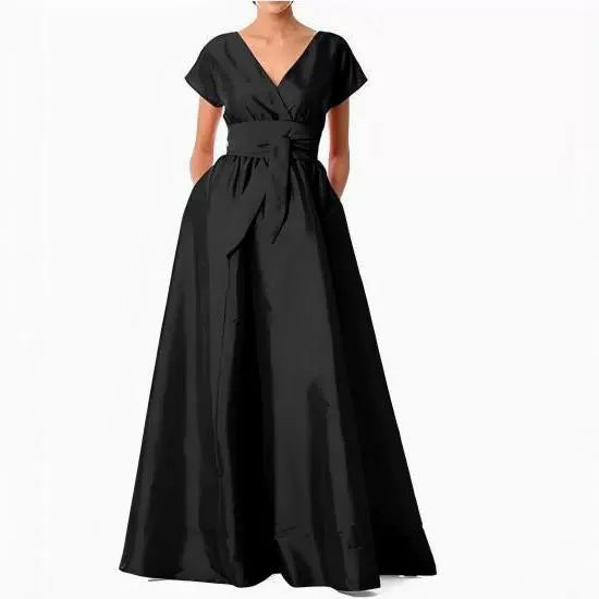 Women Evening Dress V-neck Host Grand Costume International Station Annual Party Banquet Long